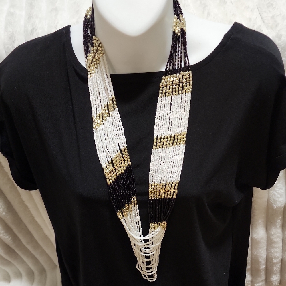 Boho Style Beaded Necklace Statement Peice